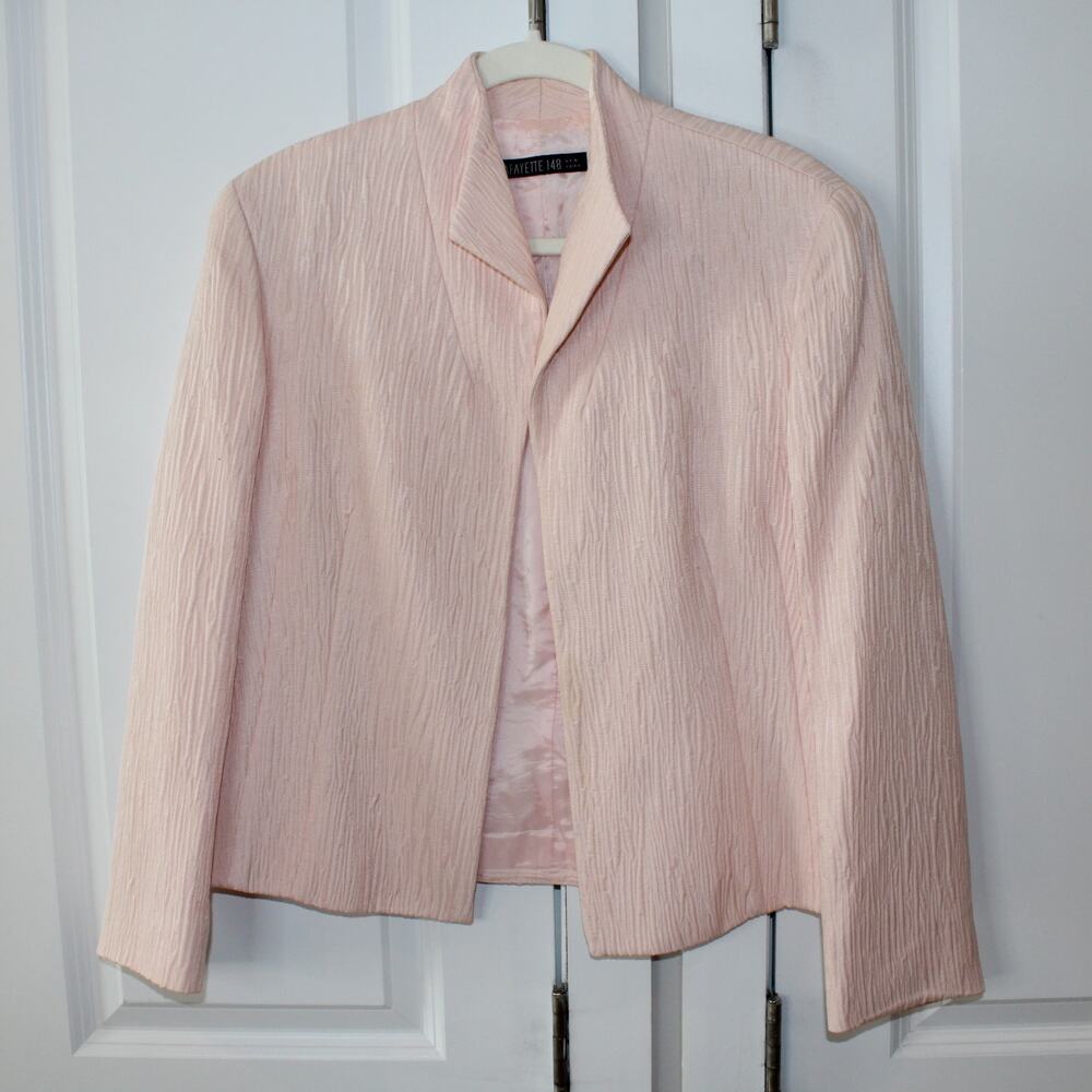 Lafayette 148 New York Blush Pink Textured Open-Front Blazer